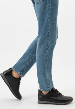 Czarne sneakersy męskie ze skóry licowej