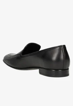Czarne wsuwane loafersy męskie apron toe