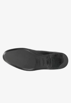 Czarne wsuwane loafersy męskie apron toe
