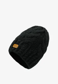 Czarny komplet z wełny merino - czapka + szalik