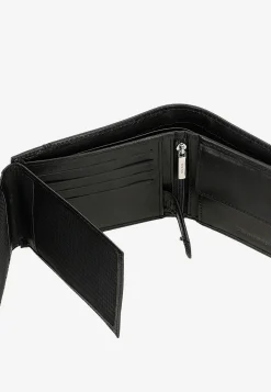 Czarny męski portfel z pikowanej skóry licowej z ochroną RFID