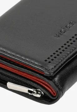 Czarny portfel z RFID z czerwonym środkiem