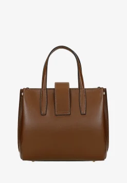 Elegancka ciemnobrązowa torebka damska typu kuferek