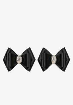 Eleganckie klipsy do obuwia z czarną kokardą