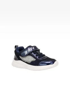Granatowe brokatowe sneakersy ze srebrną aplikacją skrzydła BARTEK 87004-16