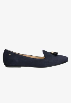 Granatowe loafersy z ozdobnymi chwostami