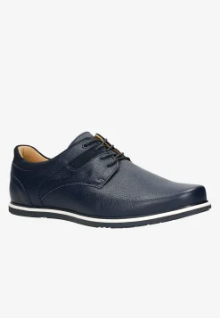 Granatowe półbuty męskie typu sneakers ze skóry licowej