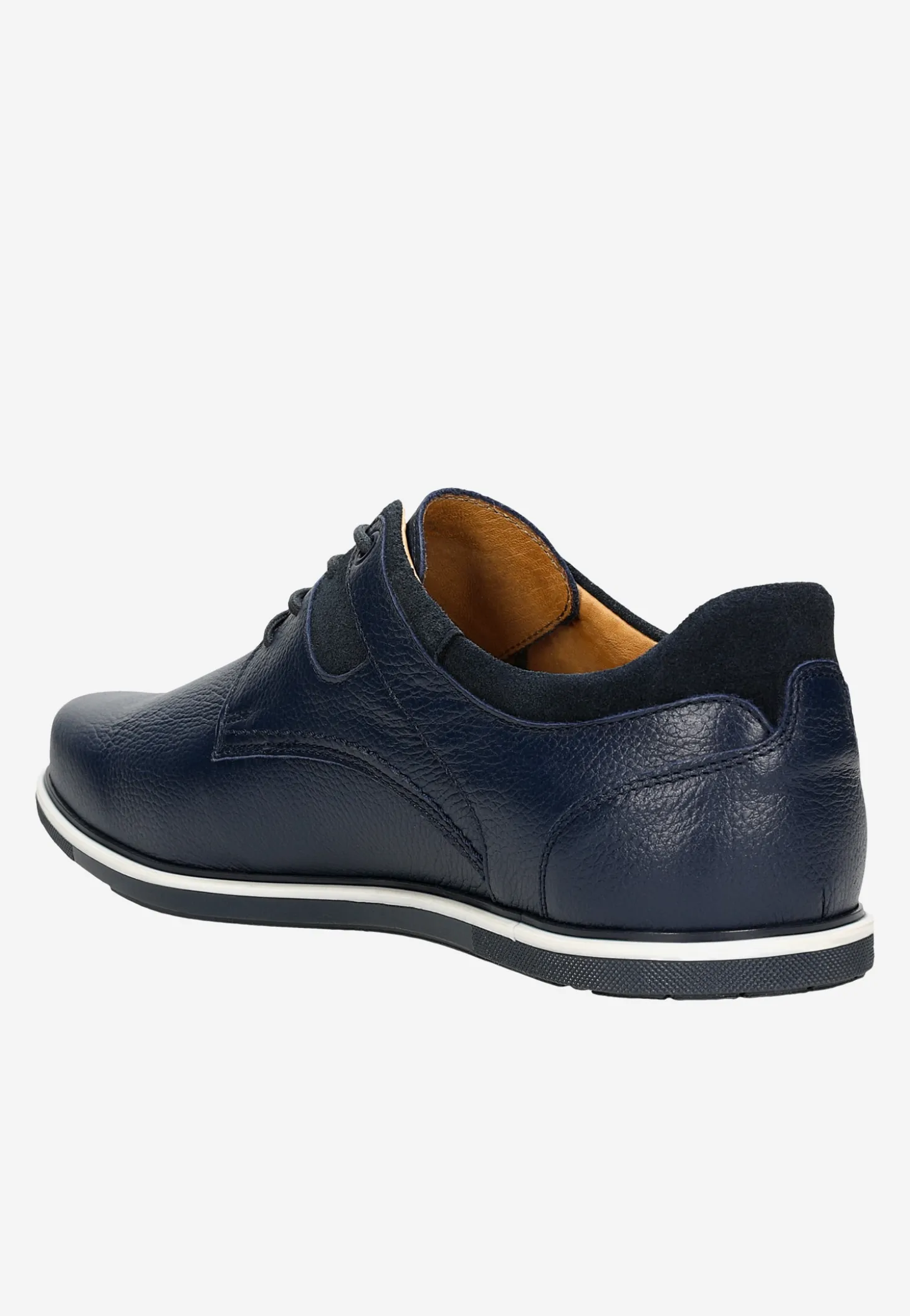 Granatowe półbuty męskie typu sneakers ze skóry licowej