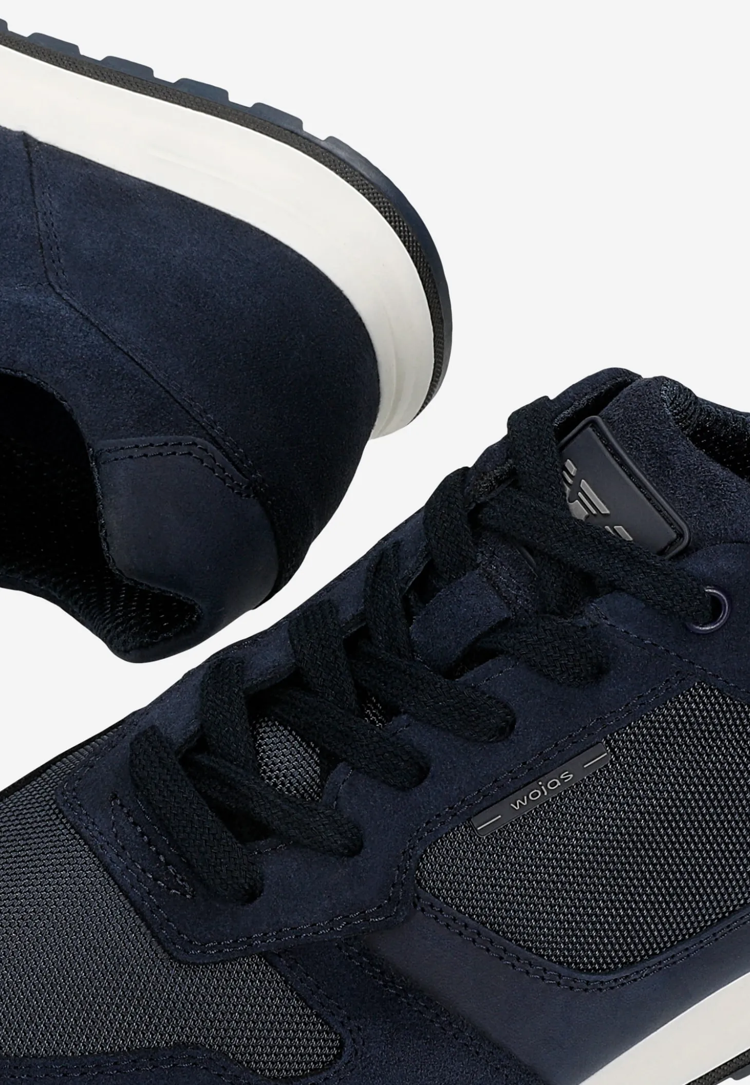 Granatowe sneakersy męskie z łączonych skór