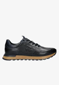 Granatowe sneakersy męskie z tłoczonym logo