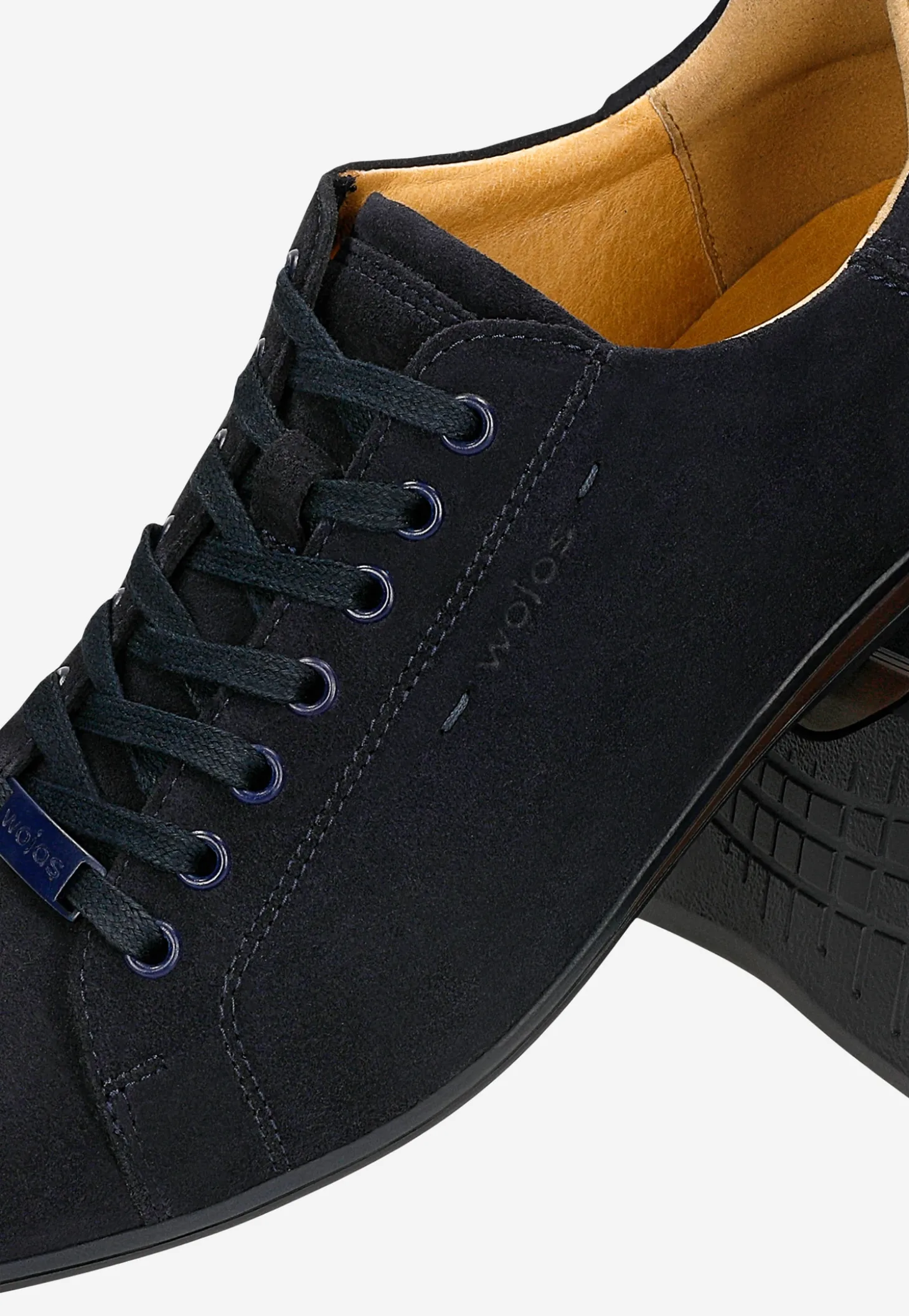 Granatowe sneakersy męskie z dwoiny welurowej
