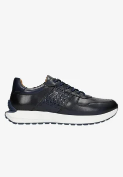 Granatowe sneakersy męskie na białej podeszwie