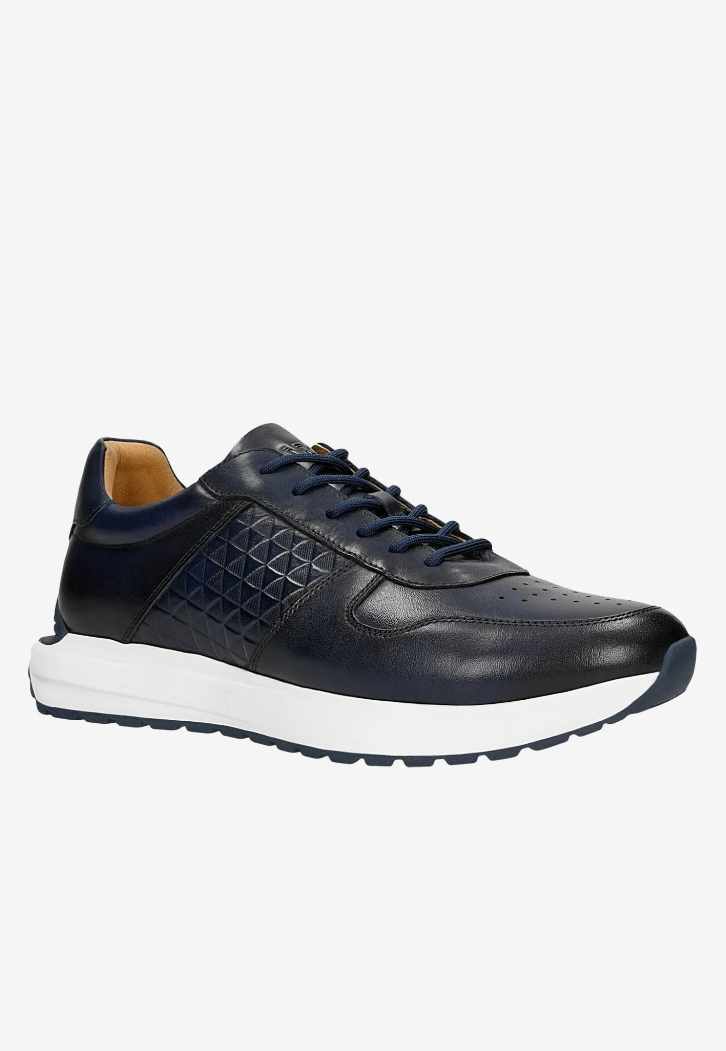 Granatowe sneakersy męskie na białej podeszwie