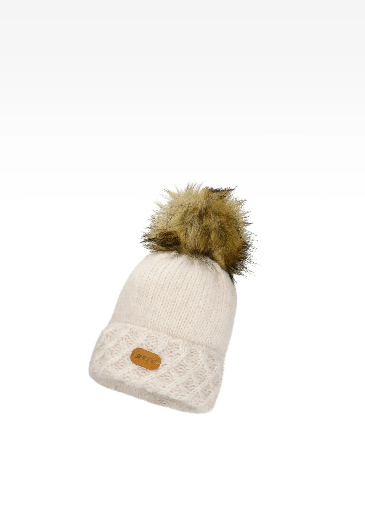 Jasnobeżowy komplet BARTEK 8560284 czapka + komin z wełną merino