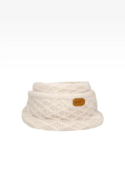 Jasnobeżowy komplet BARTEK 8560284 czapka + komin z wełną merino