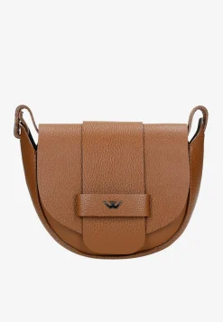 Jasnobrązowa skórzana torebka damska typu saddle bag