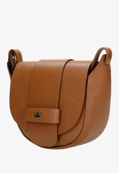 Jasnobrązowa skórzana torebka damska typu saddle bag
