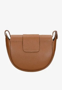 Jasnobrązowa skórzana torebka damska typu saddle bag