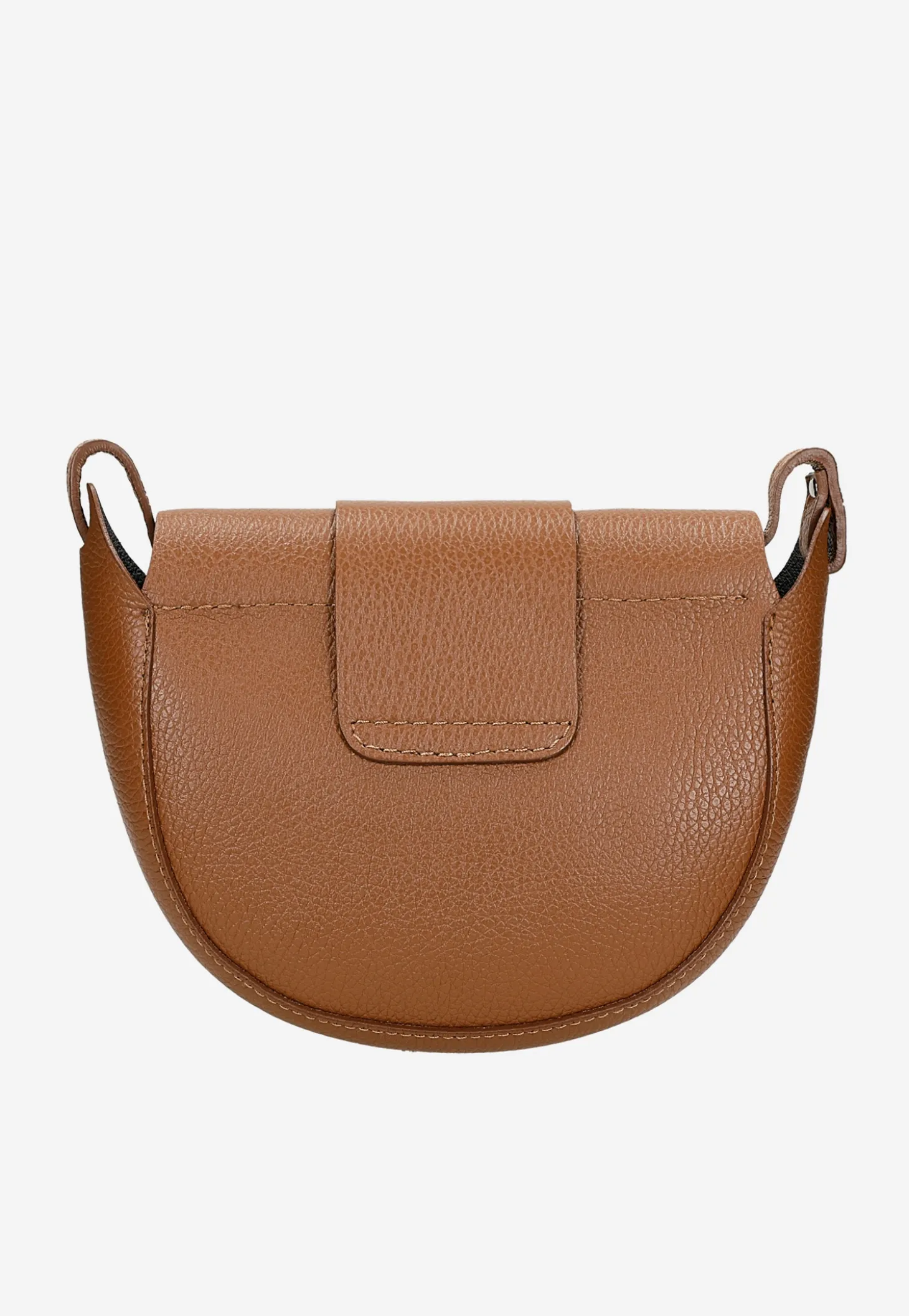 Jasnobrązowa skórzana torebka damska typu saddle bag