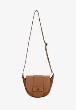 Jasnobrązowa skórzana torebka damska typu saddle bag