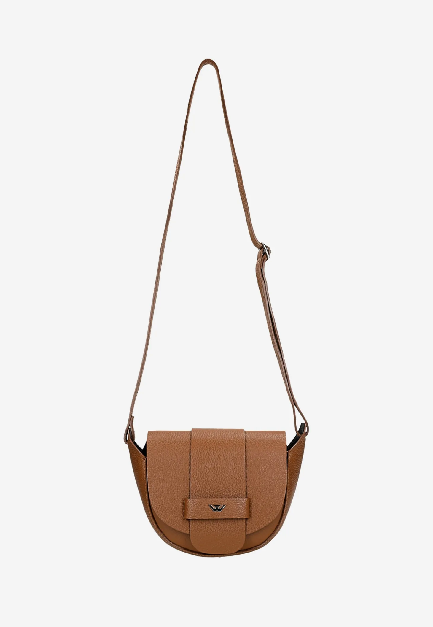 Jasnobrązowa skórzana torebka damska typu saddle bag