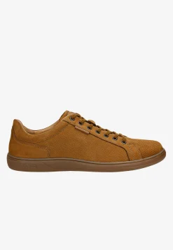 Jasnobrązowe perforowane sneakersy męskie z nubuku