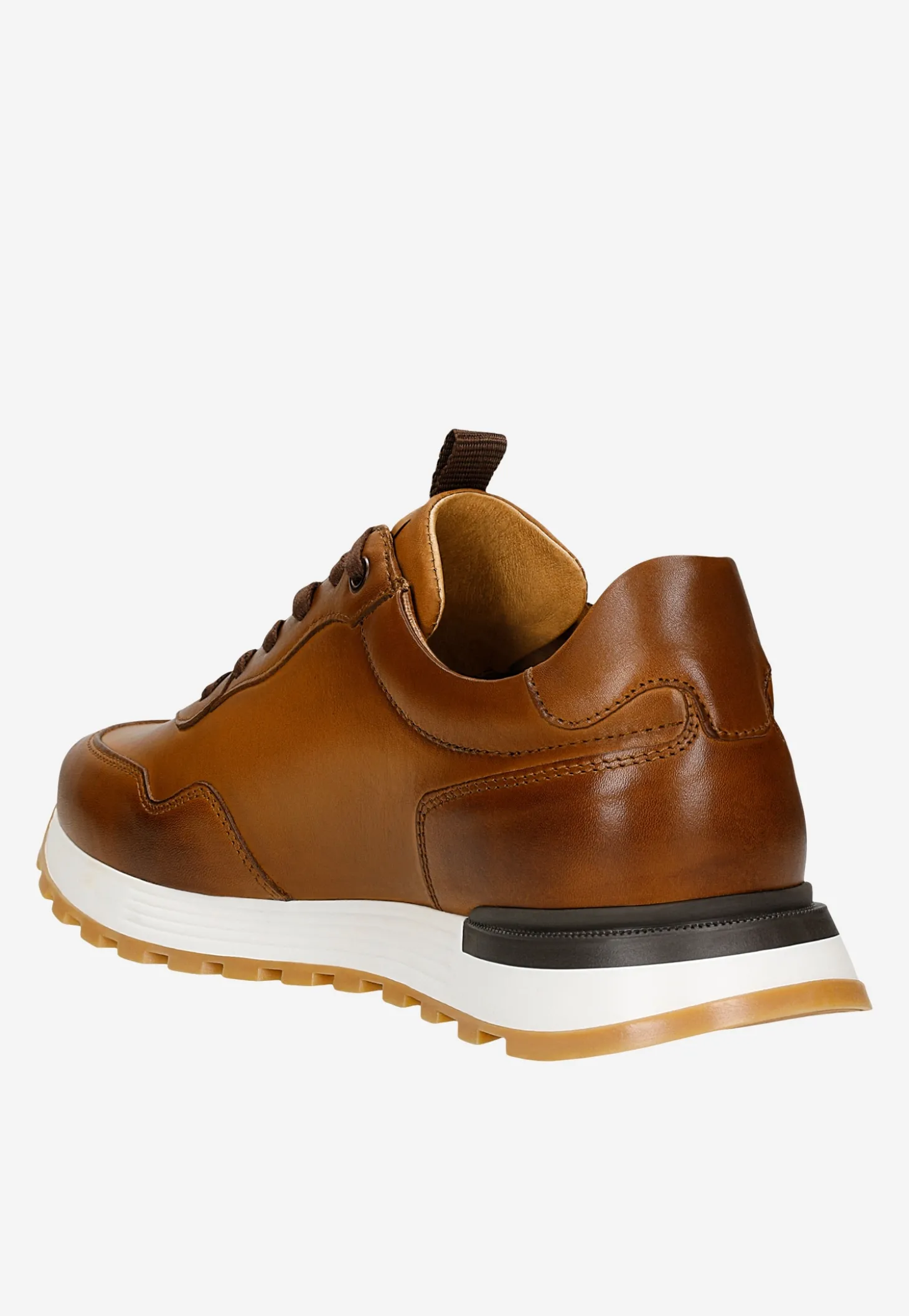 Jasnobrązowe sneakersy męskie ze skóry licowej