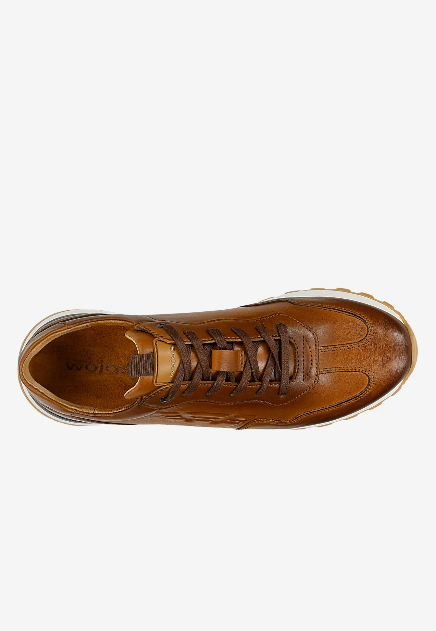 Jasnobrązowe sneakersy męskie ze skóry licowej