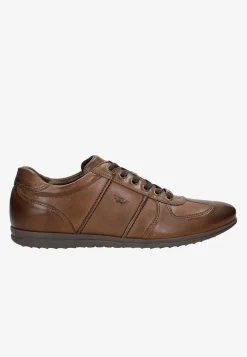 Jasnobrązowe sneakersy męskie ze skóry licowej