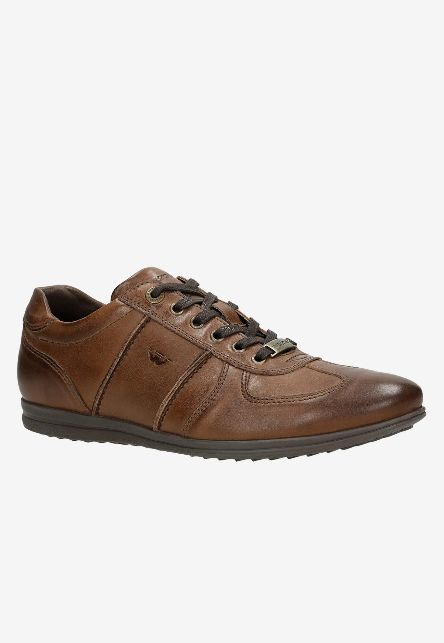 Jasnobrązowe sneakersy męskie ze skóry licowej