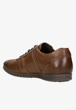 Jasnobrązowe sneakersy męskie ze skóry licowej