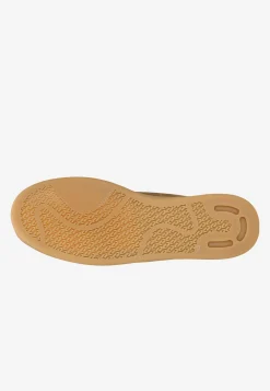Jasnobrązowe trampki męskie z białymi wstawkami