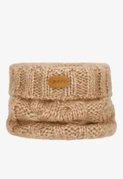 Jasnobrązowy zestaw BARTEK z wełny merino 85604-82, czapka + komin