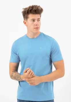 Jasnoniebieski t-shirt męski bawełniany