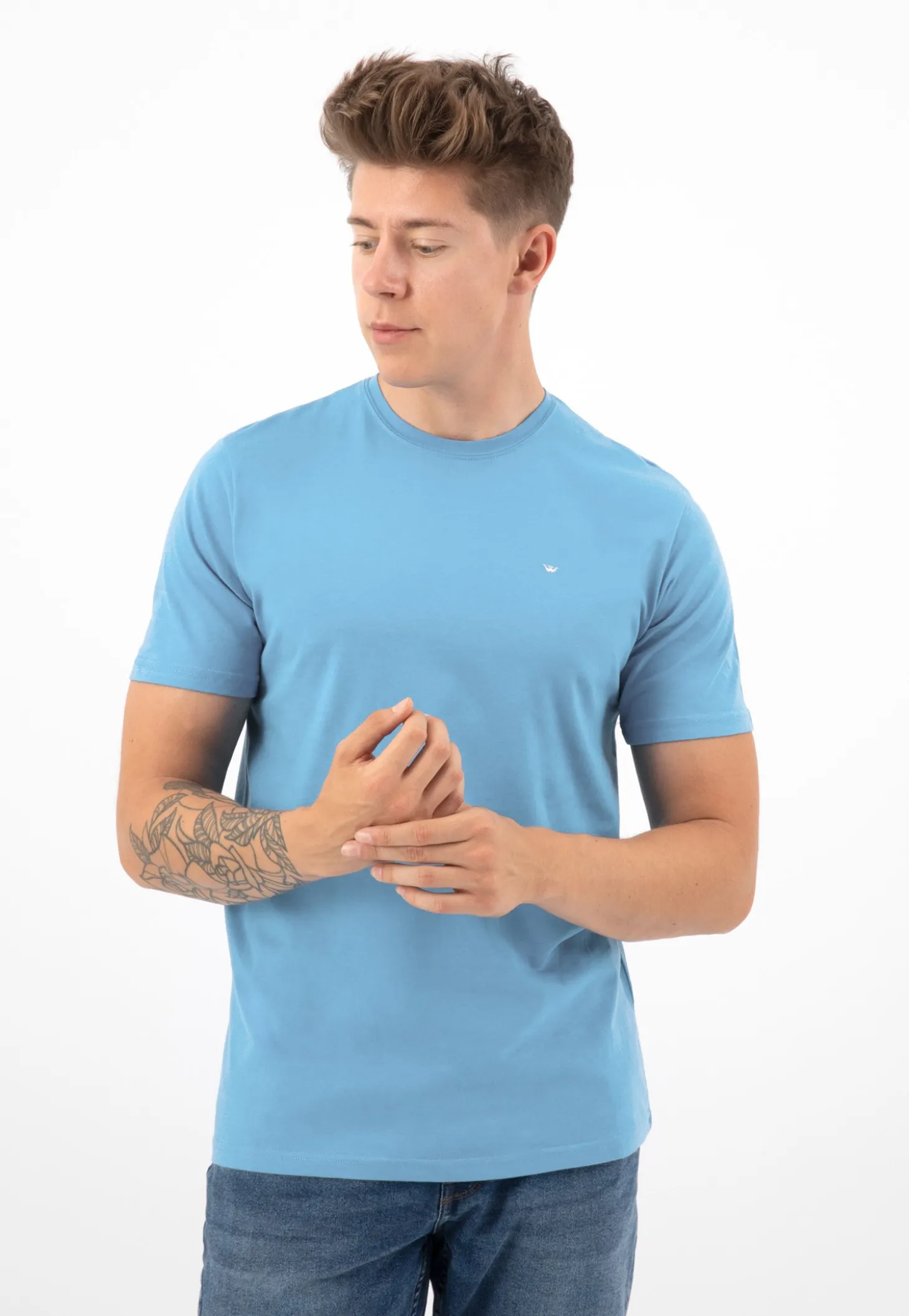 Jasnoniebieski t-shirt męski bawełniany