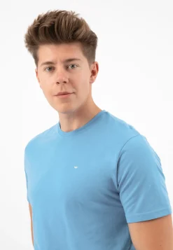 Jasnoniebieski t-shirt męski bawełniany