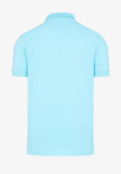 Jasnoniebieskie bawełniane polo męskie z haftowanym logo