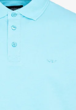 Jasnoniebieskie bawełniane polo męskie z haftowanym logo