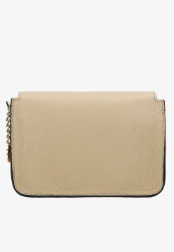Mała beżowa torebka skórzana crossbody bag