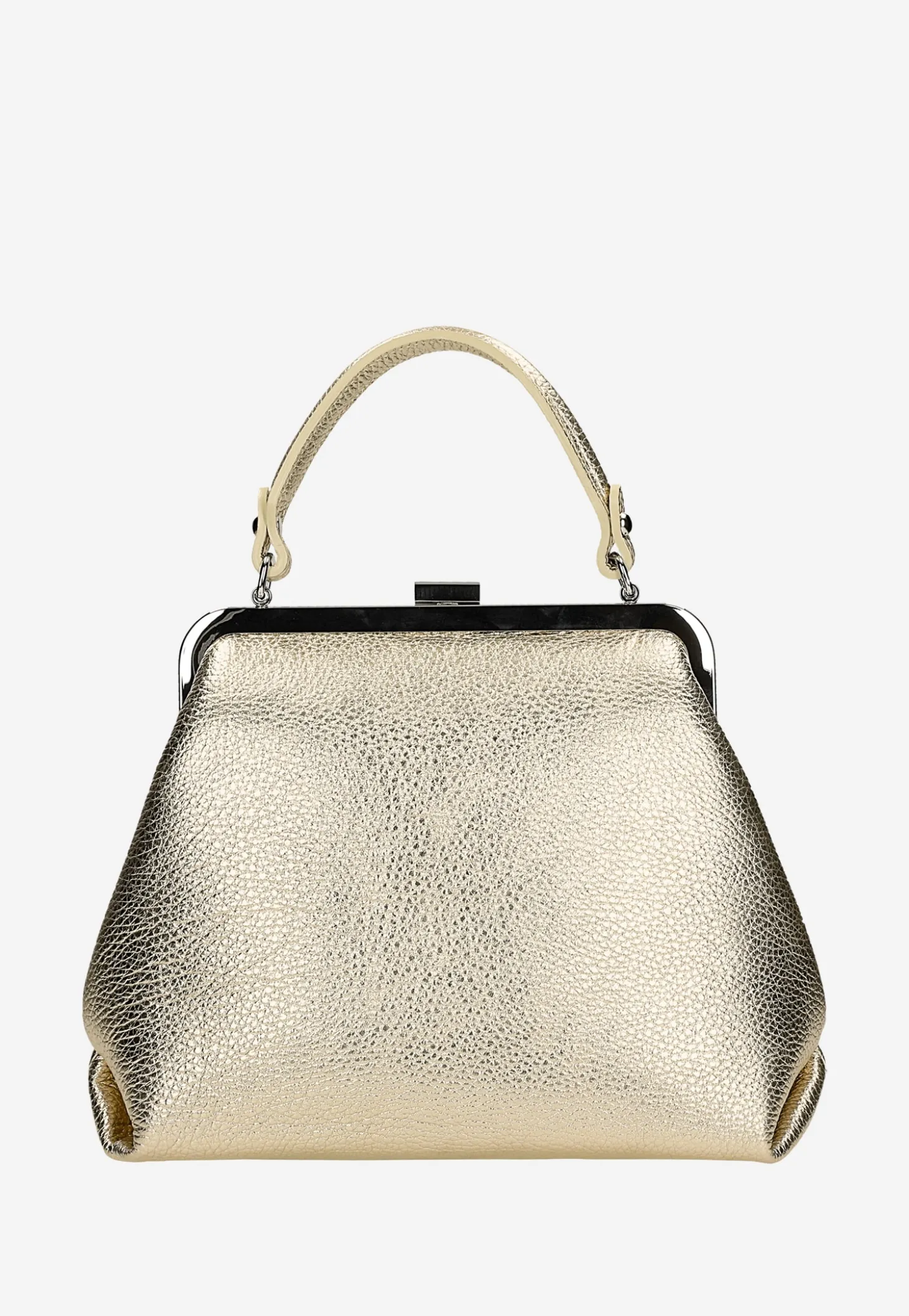 Mała złota torebka typu frame bag