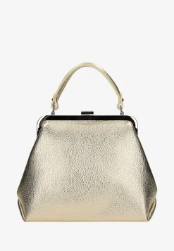 Mała złota torebka typu frame bag
