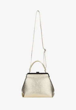 Mała złota torebka typu frame bag