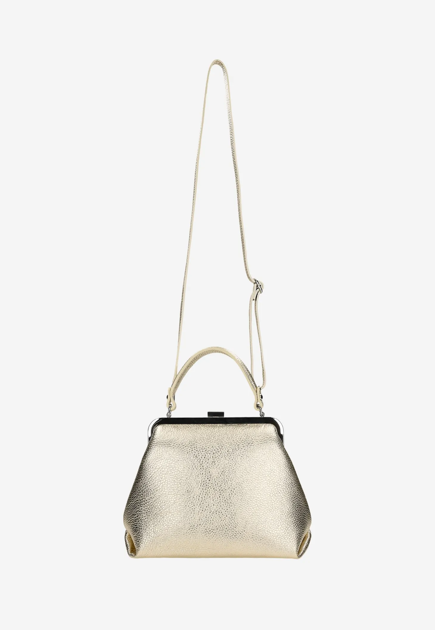 Mała złota torebka typu frame bag