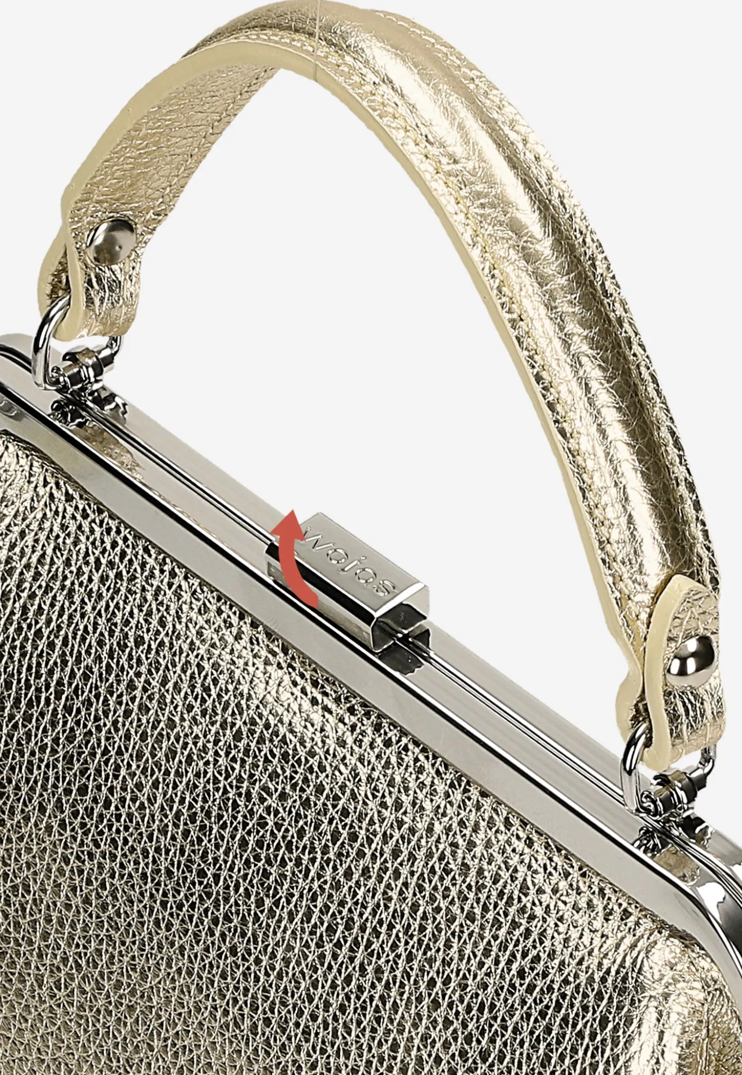 Mała złota torebka typu frame bag