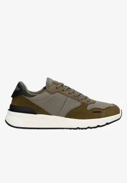 Męskie sneakersy RELAKS z kontrastową podeszwą i wstawkami z dwoiny welurowej