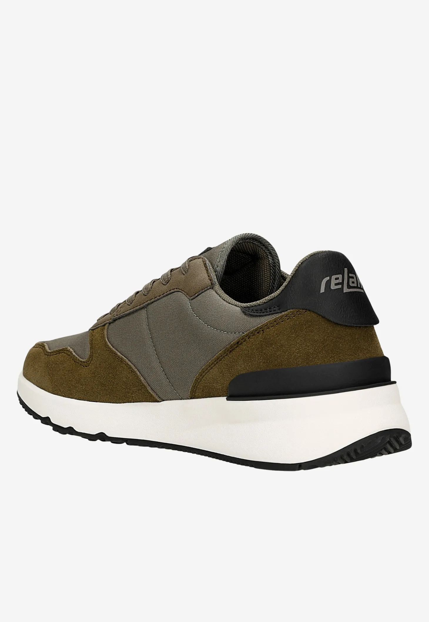 Męskie sneakersy RELAKS z kontrastową podeszwą i wstawkami z dwoiny welurowej