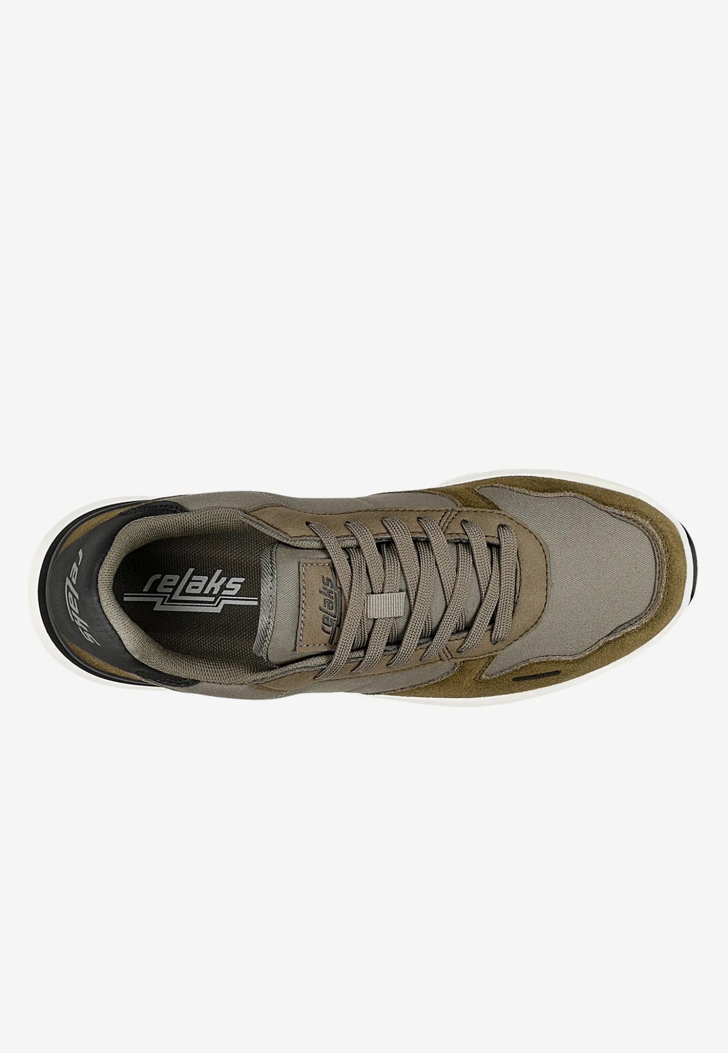 Męskie sneakersy RELAKS z kontrastową podeszwą i wstawkami z dwoiny welurowej