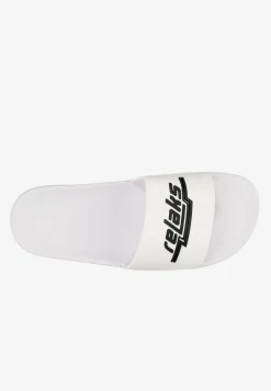 RELAKS białe klapki damskie z kontrastowym logo