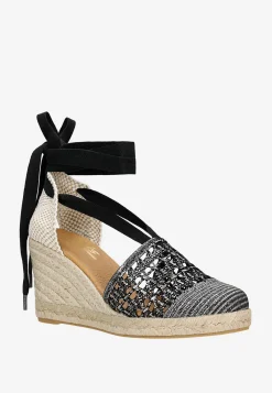 RELAKS boho sandały na koturnie w stylu espadryli z wiązaniem na kostce