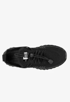 RELAKS czarne sneakersy siateczkowe na czarnej podeszwie